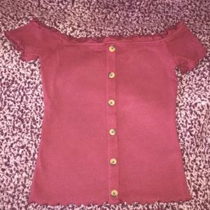Aeropostale burgundy off the shoulder blouse